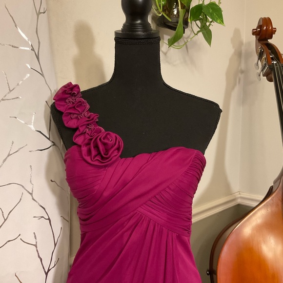 Cache brand, Magenta colored Gown, single shoulder strap, fitted bodice, s 4 - Picture 7 of 9